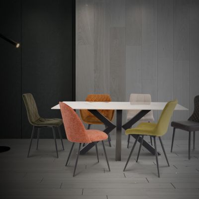Gold and White Sintered Stone 1.8m Dining Table
