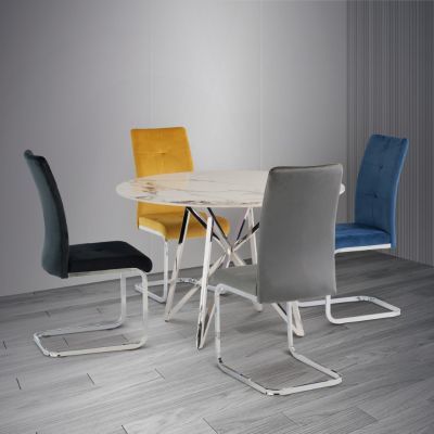 White 1.2m Marble Dining Table