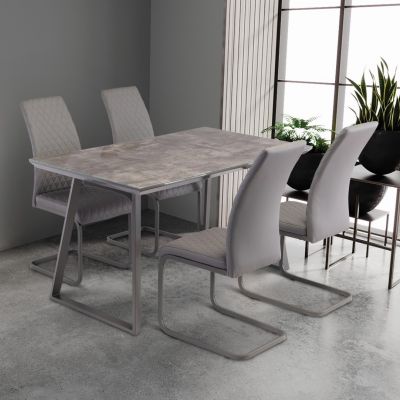 Grey 1.4m Grey Cement Effect Dining Table