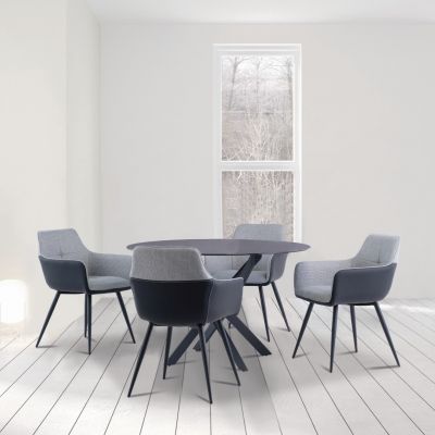 Tinted Glass Dining Table with Black Legs