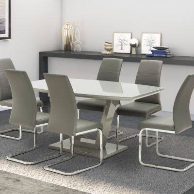 Grey 1.6m Glass Top Dining Table