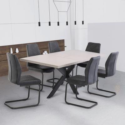 Sand Ceramic Look 1.6m Extending Dining Table