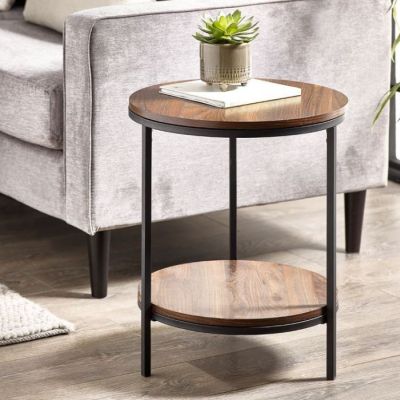 Tribeca Circular Lamp Table With Shelf
