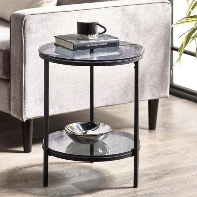 Chicago Circular Lamp Table - Smoked Glass