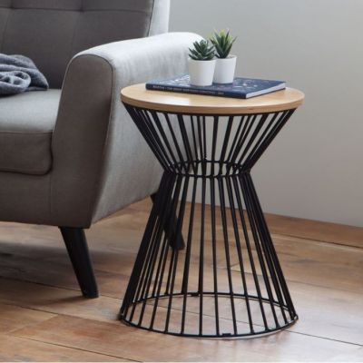 Jersey Round Wire Lamp Table - Oak