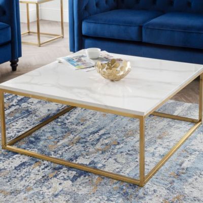 Scala Gold White Marble Top Coffee Table