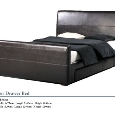 Real Leather Storage Bed